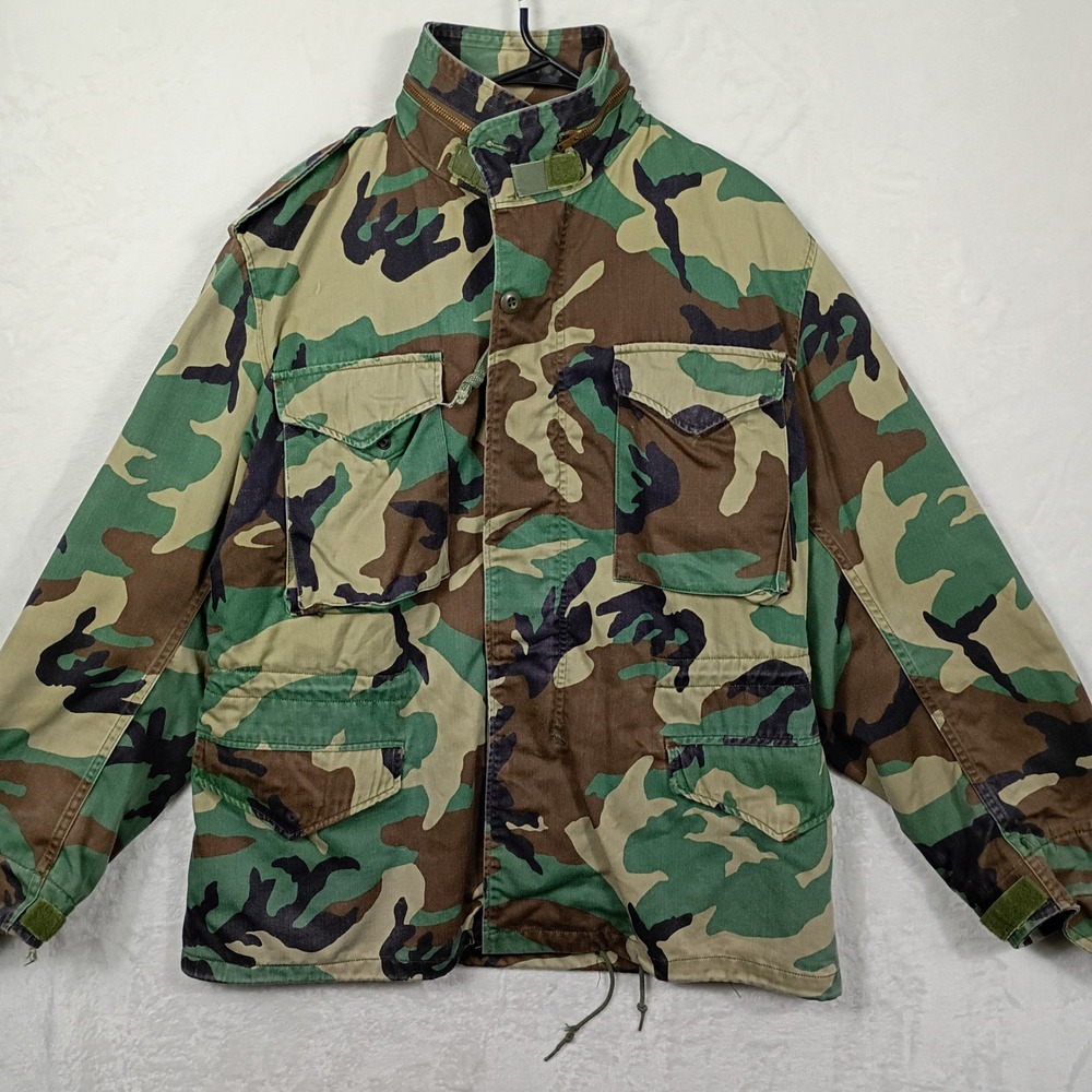 Military M-65 Field Jacket Mens Medium Vintage Camo Woodland Liner Army Utility